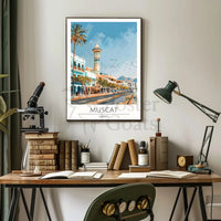 Muscat's Vibrant Street Scene Architectural Poster PosterGoat