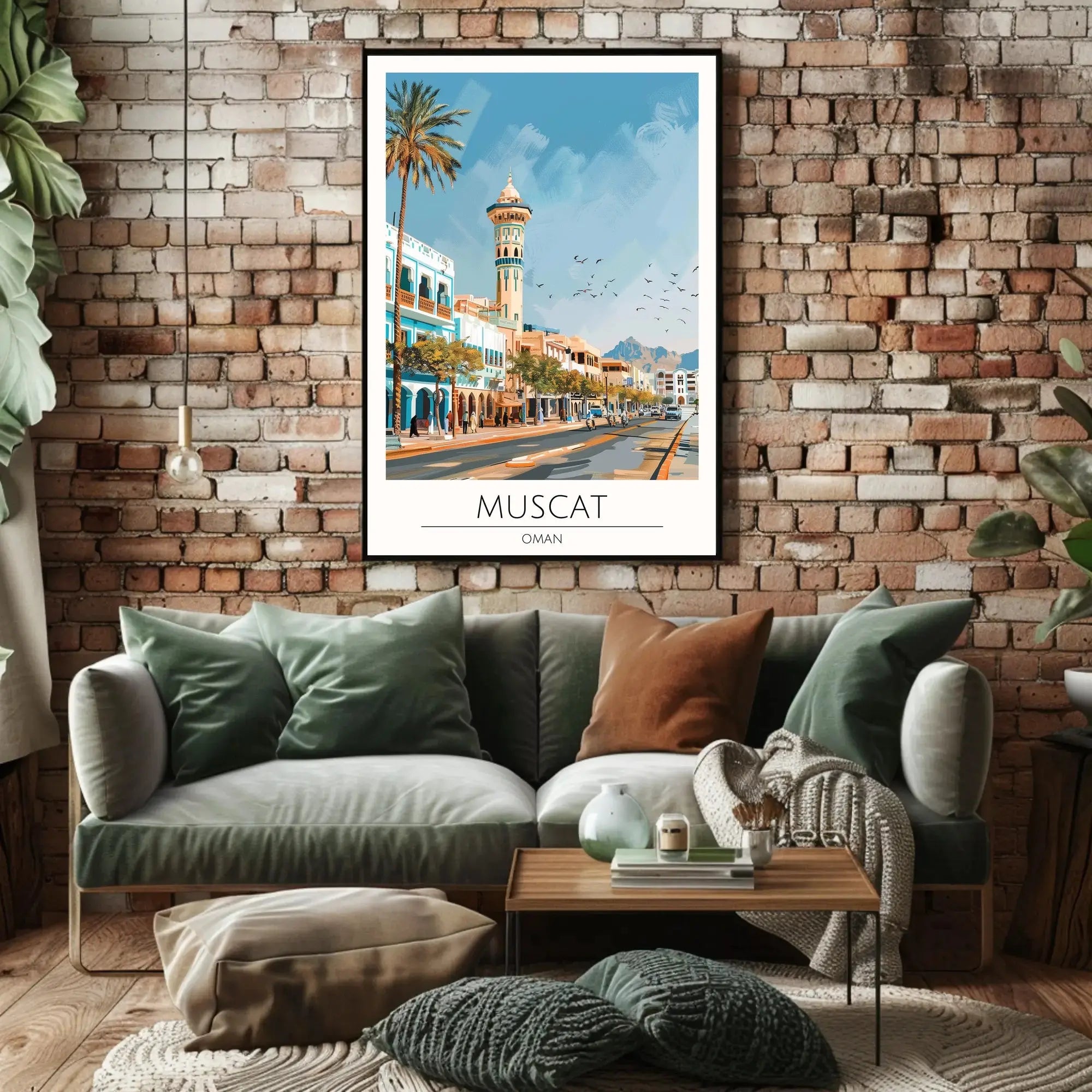 Muscat's Vibrant Street Scene Architectural Poster PosterGoat