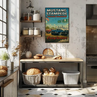 Mustang Stampede Cruising Heritage Car Culture Poster PosterGoat