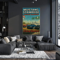 Mustang Stampede Cruising Heritage Car Culture Poster PosterGoat