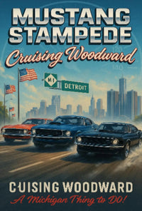 Mustang Stampede Vibrant Classic Car Heritage Cultural Poster PosterGoat
