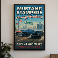 Mustang Stampede Vibrant Classic Car Heritage Cultural Poster PosterGoat