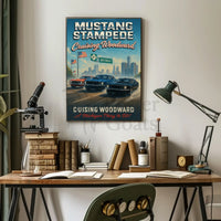 Mustang Stampede Vibrant Classic Car Heritage Cultural Poster PosterGoat
