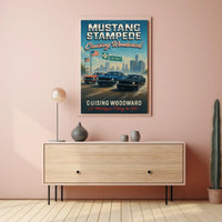 Mustang Stampede Vibrant Classic Car Heritage Cultural Poster PosterGoat