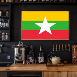 Myanmar Flag National Identity Wall Decor - Country Flag Poster PosterGoat