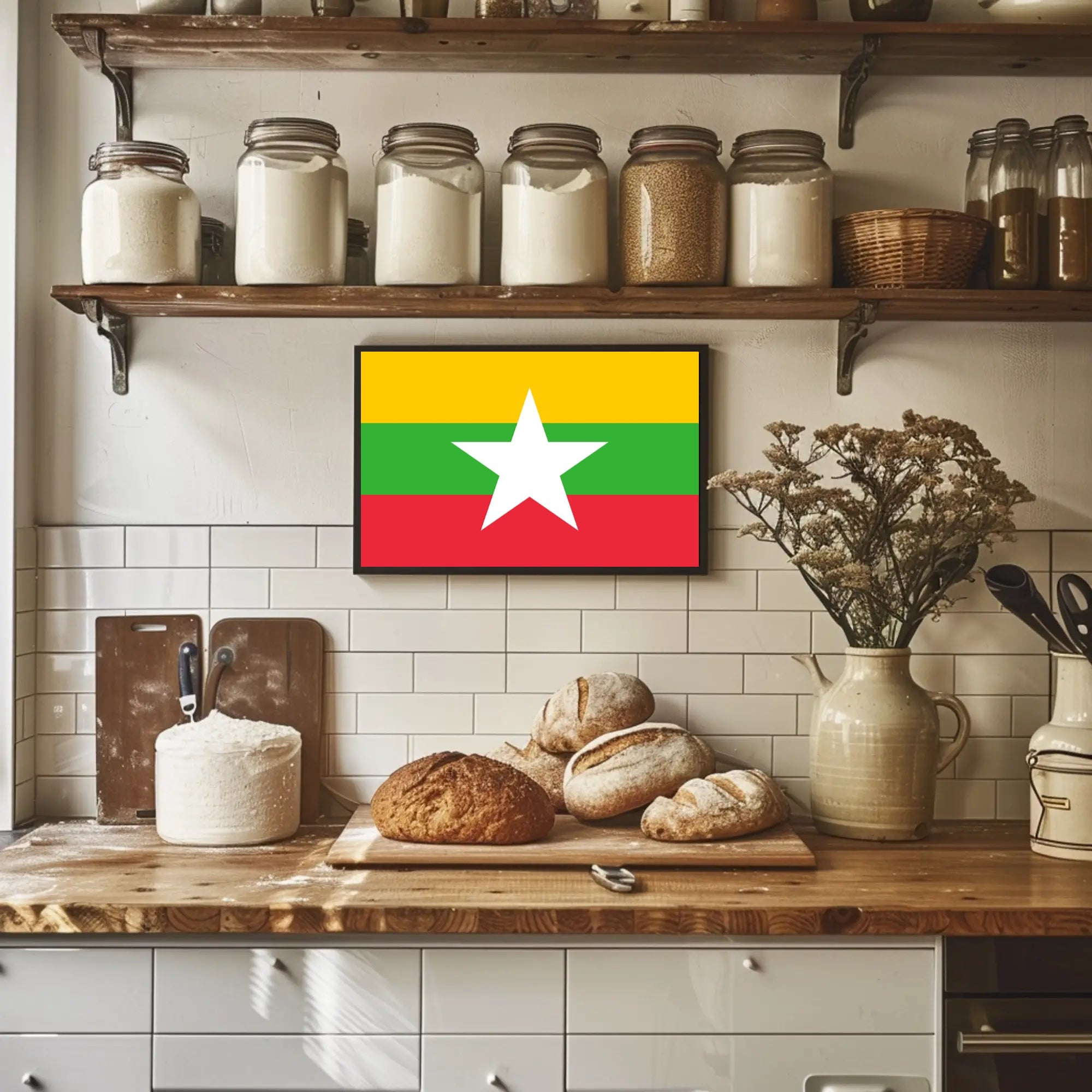 Myanmar Flag National Identity Wall Decor - Country Flag Poster PosterGoat