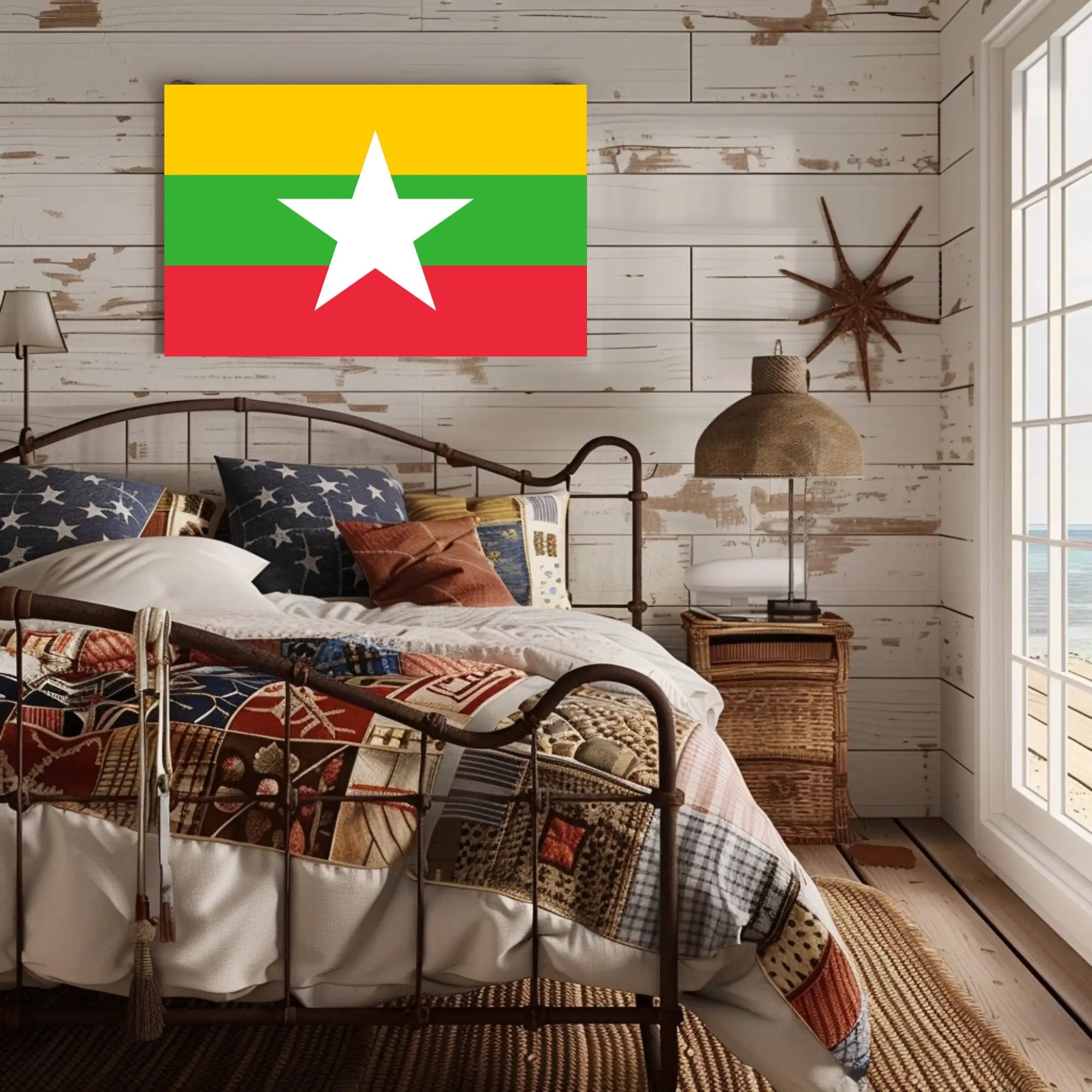 Myanmar Flag National Identity Wall Decor - Country Flag Poster PosterGoat
