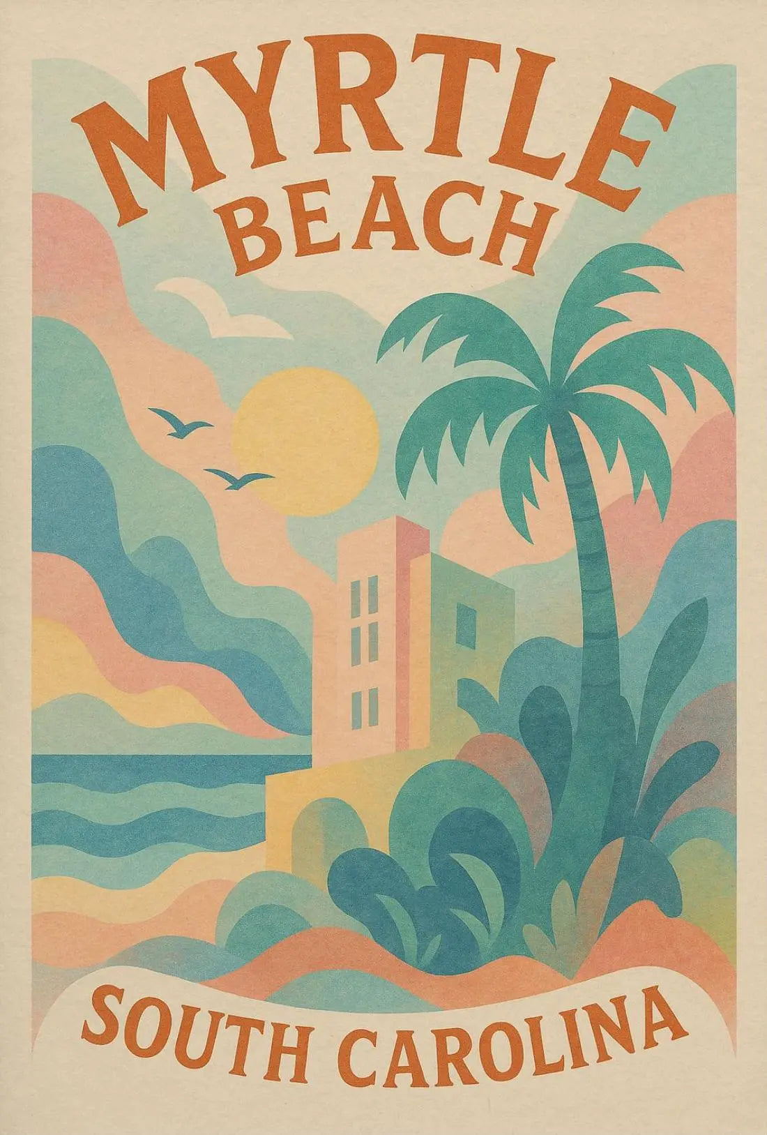 Myrtle Beach Coastal Vibes Retro Travel Poster PosterGoat