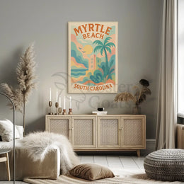Myrtle Beach Coastal Vibes Retro Travel Poster PosterGoat