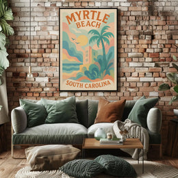 Myrtle Beach Coastal Vibes Retro Travel Poster PosterGoat