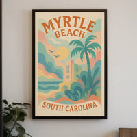 Myrtle Beach Coastal Vibes Retro Travel Poster PosterGoat