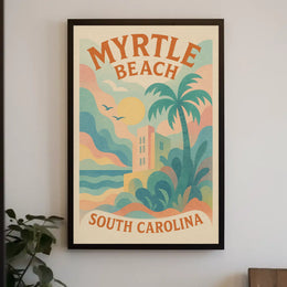 Myrtle Beach Coastal Vibes Retro Travel Poster PosterGoat
