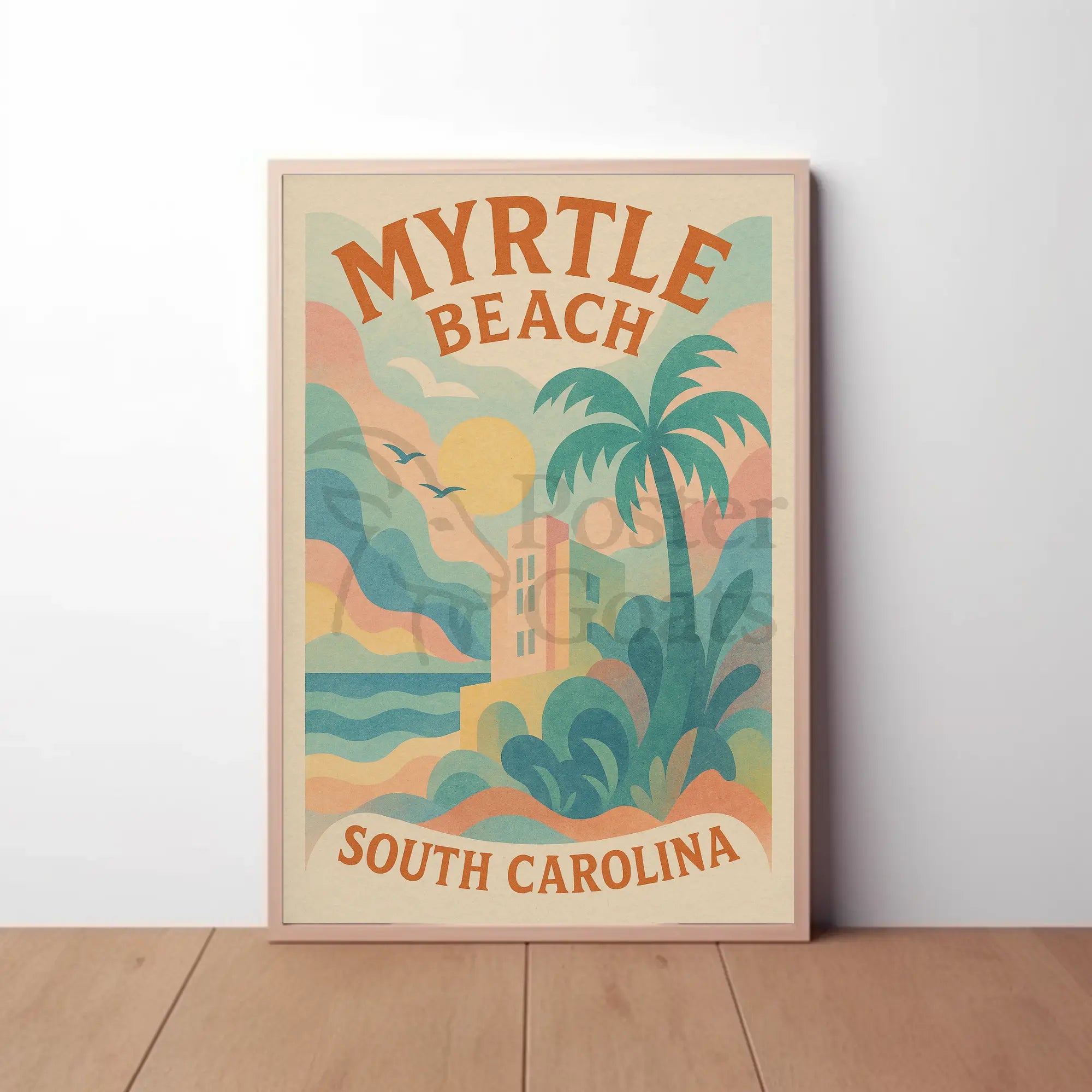 Myrtle Beach Coastal Vibes Retro Travel Poster PosterGoat