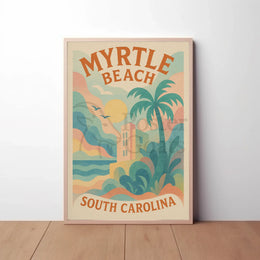 Myrtle Beach Coastal Vibes Retro Travel Poster PosterGoat