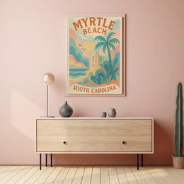 Myrtle Beach Coastal Vibes Retro Travel Poster PosterGoat