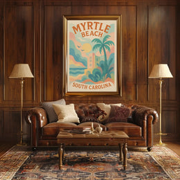 Myrtle Beach Coastal Vibes Retro Travel Poster PosterGoat
