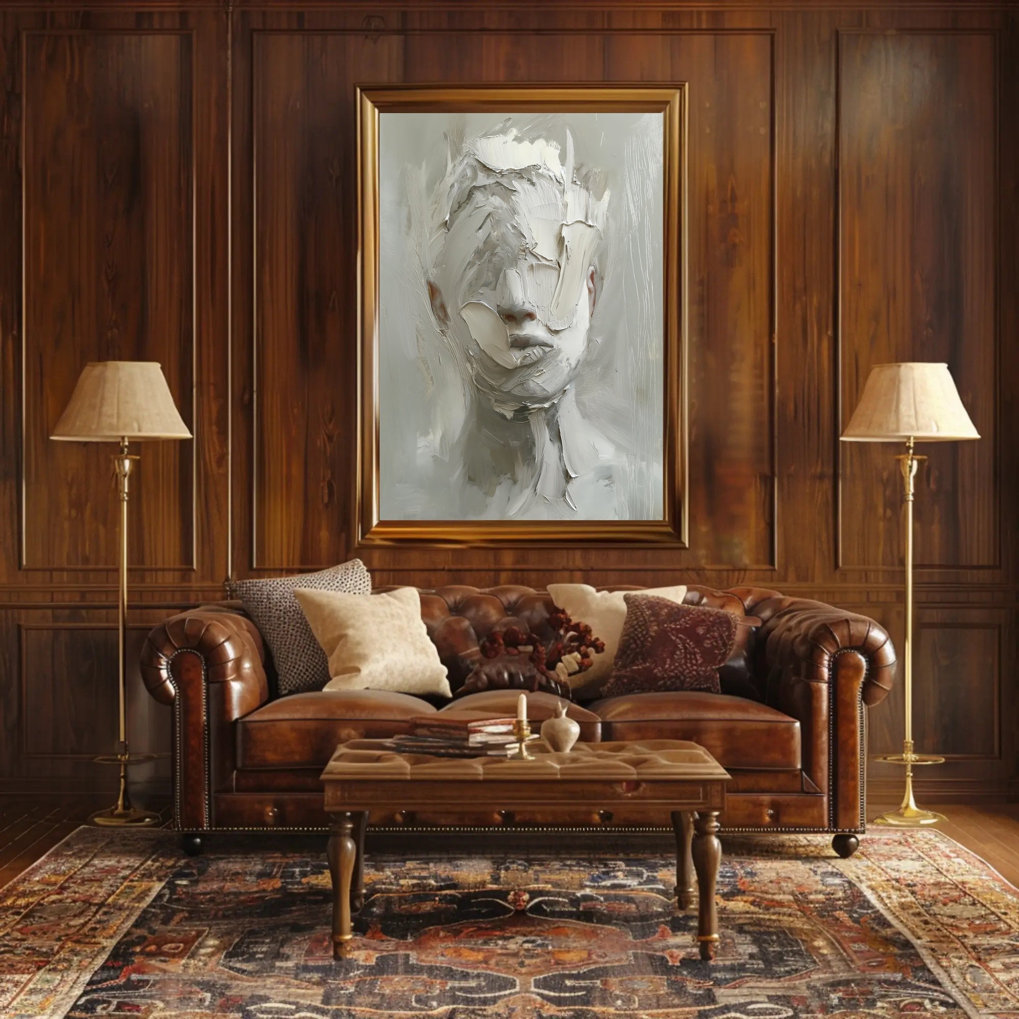 Mysterious Abstract Expressionist Face in Artistic Poster PosterGoat