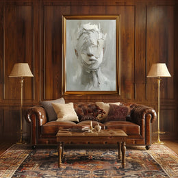 Mysterious Abstract Expressionist Face in Artistic Poster PosterGoat