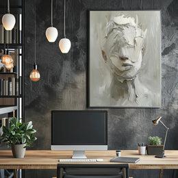 Mysterious Abstract Expressionist Face in Artistic Poster PosterGoat