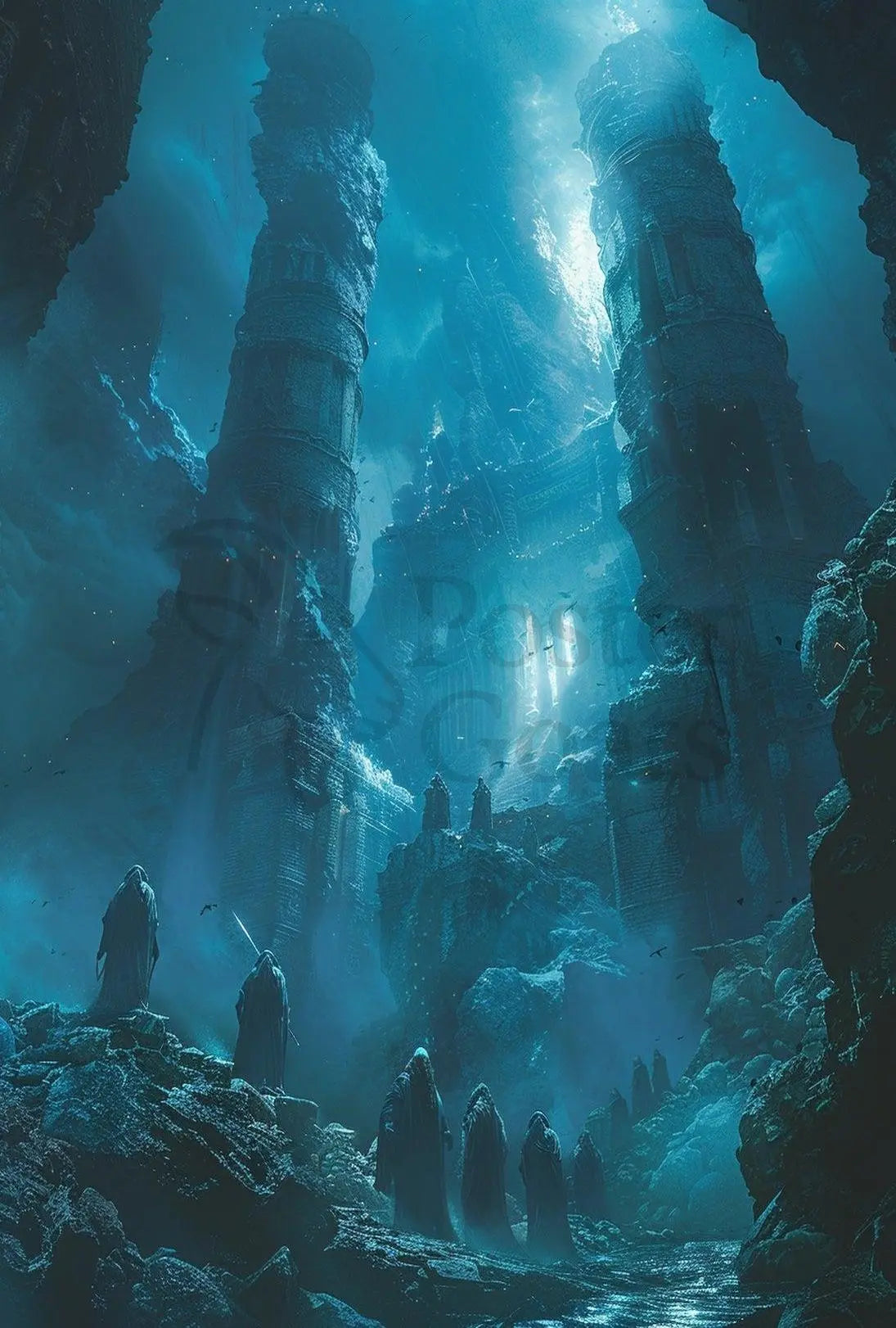 Mysterious Ancient Ruins in Fantasy Setting, Artistic Poster PosterGoat