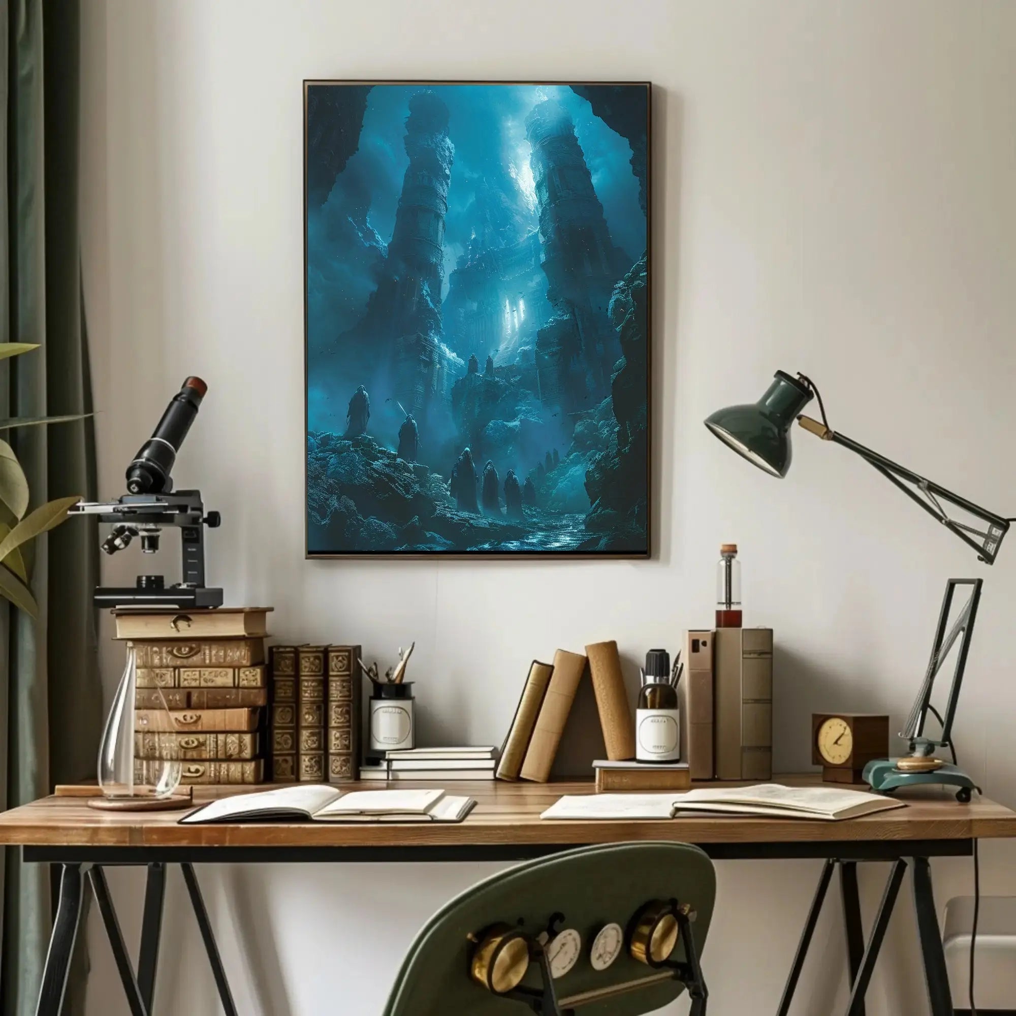 Mysterious Ancient Ruins in Fantasy Setting, Artistic Poster PosterGoat