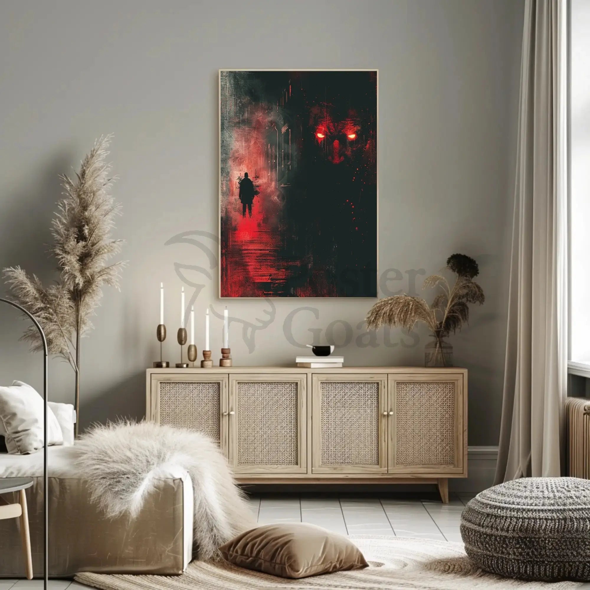 Mysterious Dark Alley Silhouette: Futuristic Sci-Fi Poster PosterGoat