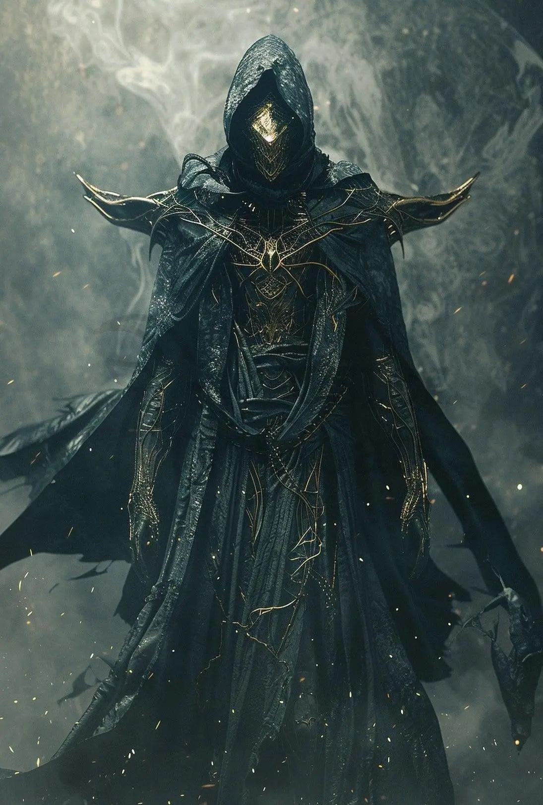 Mysterious Dark Fantasy Warrior Art Print - Futuristic Sci-Fi Poster PosterGoat