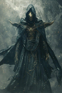 Mysterious Dark Fantasy Warrior Art Print - Futuristic Sci-Fi Poster PosterGoat