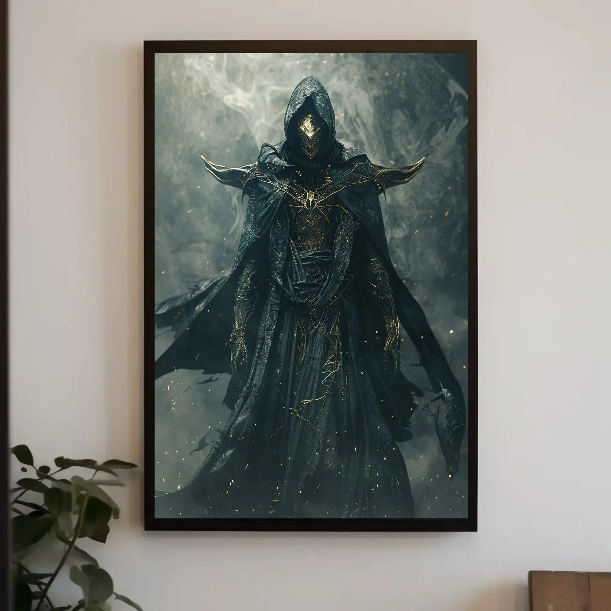 Mysterious Dark Fantasy Warrior Art Print - Futuristic Sci-Fi Poster PosterGoat