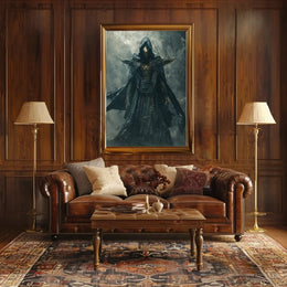 Mysterious Dark Fantasy Warrior Art Print - Futuristic Sci-Fi Poster PosterGoat