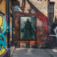 Mysterious Dark Fantasy Warrior Art Print - Futuristic Sci-Fi Poster PosterGoat