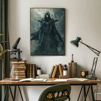 Mysterious Dark Fantasy Warrior Art Print - Futuristic Sci-Fi Poster PosterGoat