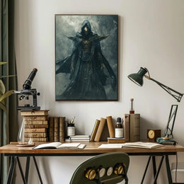 Mysterious Dark Fantasy Warrior Art Print - Futuristic Sci-Fi Poster PosterGoat