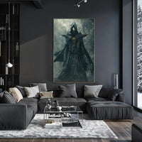 Mysterious Dark Fantasy Warrior Art Print - Futuristic Sci-Fi Poster PosterGoat