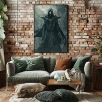Mysterious Dark Fantasy Warrior Art Print - Futuristic Sci-Fi Poster PosterGoat