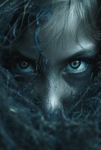 Mysterious Eyes in Shadows Abstract Artistic Poster PosterGoat