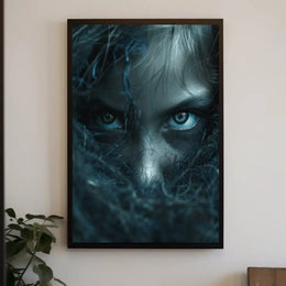 Mysterious Eyes in Shadows Abstract Artistic Poster PosterGoat