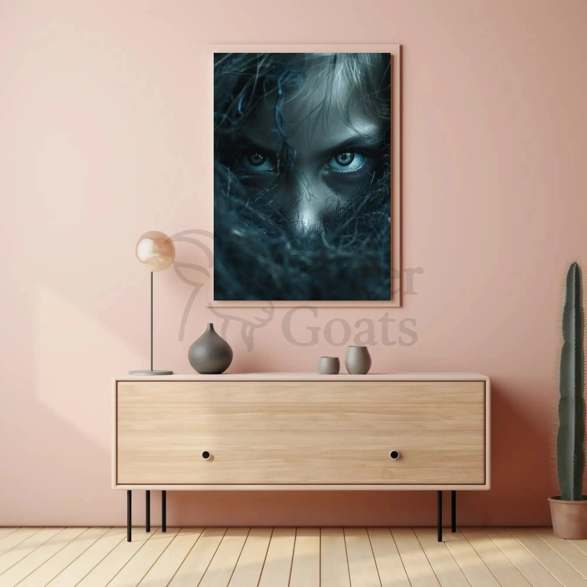 Mysterious Eyes in Shadows Abstract Artistic Poster PosterGoat