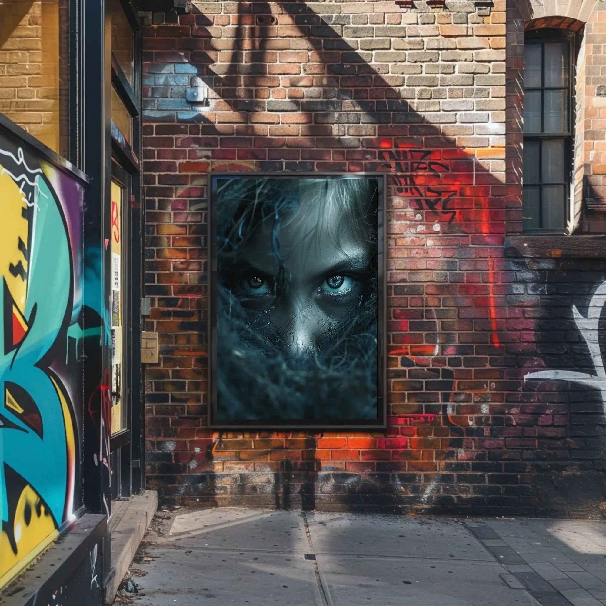 Mysterious Eyes in Shadows Abstract Artistic Poster PosterGoat