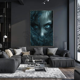 Mysterious Eyes in Shadows Abstract Artistic Poster PosterGoat