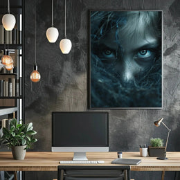 Mysterious Eyes in Shadows Abstract Artistic Poster PosterGoat