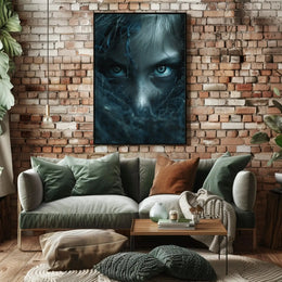 Mysterious Eyes in Shadows Abstract Artistic Poster PosterGoat