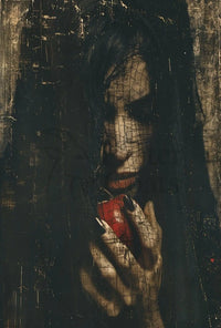 Mysterious Gothic Fantasy Poster with Red Temptation Apple PosterGoat