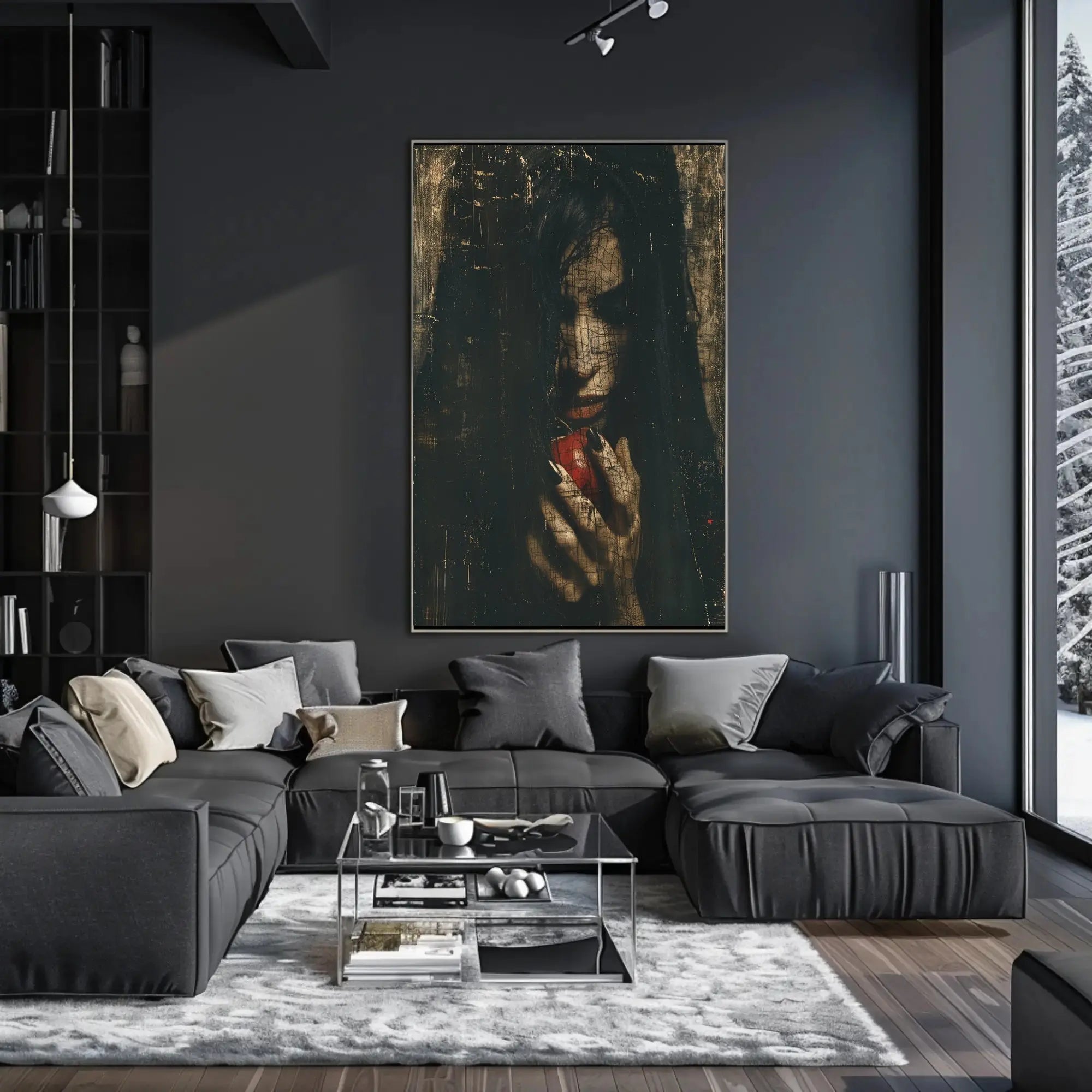 Mysterious Gothic Fantasy Poster with Red Temptation Apple PosterGoat