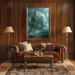 Mysterious Gothic Ruin with Crows Dark Fantasy Poster PosterGoat