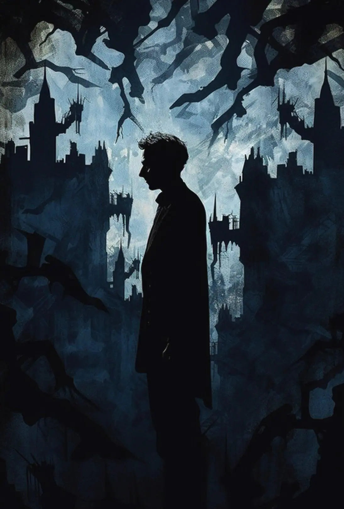 Mysterious Gothic Silhouette Noir Art Poster PosterGoat