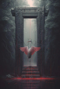 Mysterious Heron Fantasy Portal Animal Poster PosterGoat