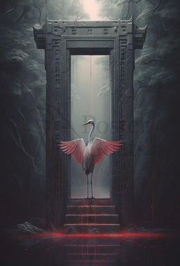 Mysterious Heron Fantasy Portal Animal Poster PosterGoat