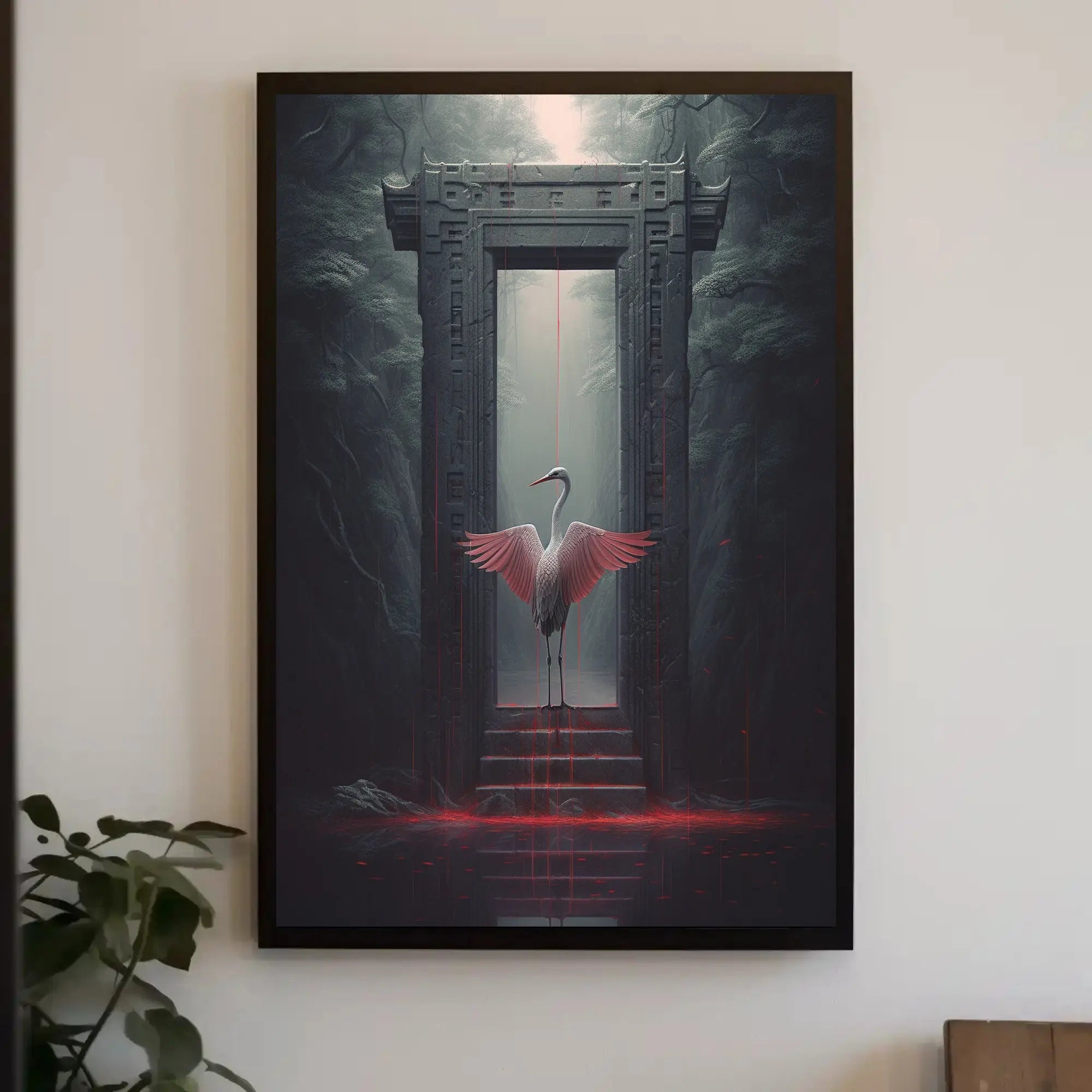 Mysterious Heron Fantasy Portal Animal Poster PosterGoat
