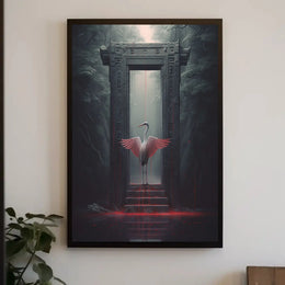 Mysterious Heron Fantasy Portal Animal Poster PosterGoat